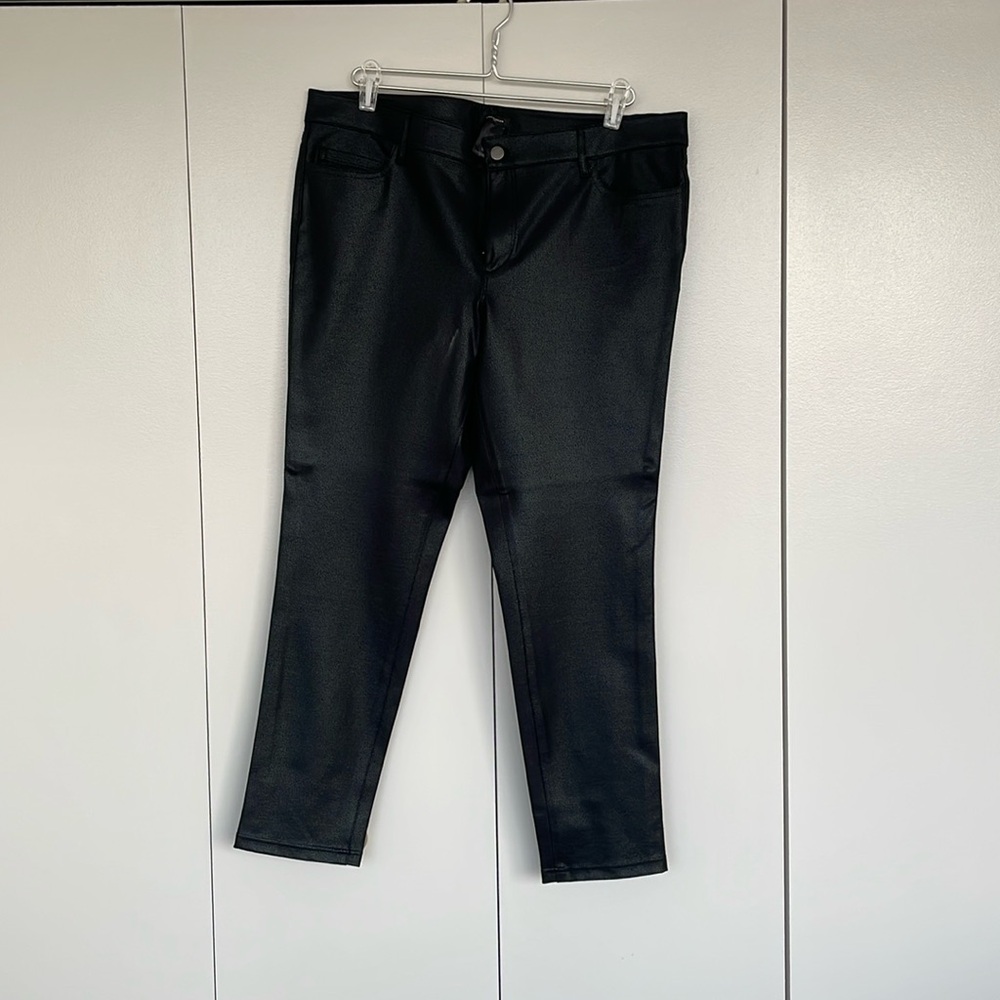 Ann Taylor leather look jean cut pants.